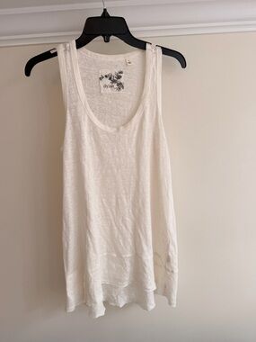 dylan Cream Scoop Neck Linen-Blend Tank